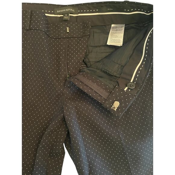 Banana Republic Womens Black Polka Dot Career Work Pants Trousers Sz 6 Ankle - Picture 7 of 8